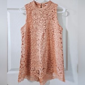 NWT Rose + Olive Peach Lace Top